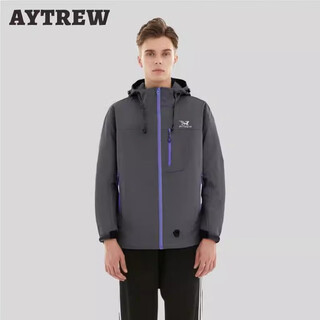 Aytrew2025 new jacket waterproof and windproof men's and women's outdoor jacket hooded couple black m
