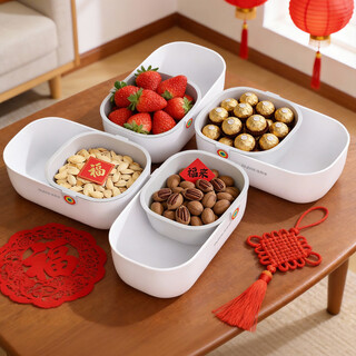 Best helper for lazy people to eat melon seeds, desktop coffee table, snack storage box, high-looking snacks, double-layer thickened fruit plate