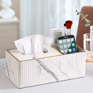 Fantasy tissue box, living room coffee table storage box, bedroom remote control paper box, elegant milk white (dual use)