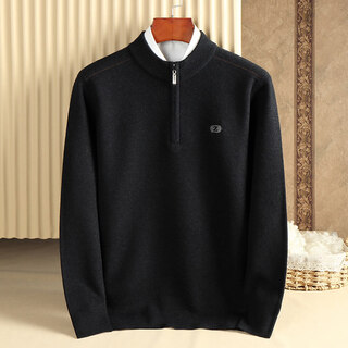 Guski brand wool sweater men's 100% pure wool loose thickened winter solid color casual zipper half turtleneck bottoming shirt rui carbon gray 100% pure wool s 160 reference weight 90jin jin is equal to 0.5kg -110jin jin is equal to 0.5kg