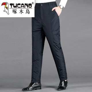 Woodpecker (tucano) middle-aged and elderly women's down pants for outer wear, high-waisted, straight-leg, loose, outdoor cold and warm, slim-fitting white duck down cotton pants, large size, official flagship black men's pants l *105-120jin jin equals 0.5 kg