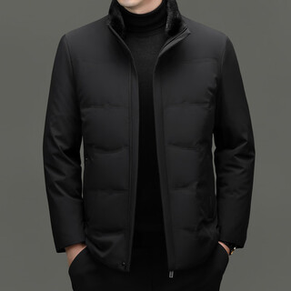 Magiopy light luxury high-end brand mink fur collar men's down jacket winter new middle-aged business casual white duck down jacket black 2xl 185