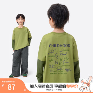 Xiaoyinman children's clothing boys' long-sleeved t-shirt creative printing on the back 26 spring handsome boy casual bottoming shirt green 120