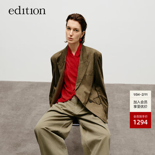Edition suit jacket suede retro olive green women's gentleman suit commuting new retro revival olive green s 160