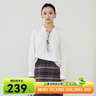 Nishimachi village house (setirom) long-sleeved shirt for women 2026 spring new casual fashion lace-up sexy shirt xhba10130 white one size