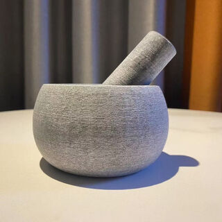 Fantasy stone mortar, garlic mortar, bluestone garlic masher, garlic press, garlic jar, grinding stone pair, medium stone hammer 12.5cmx4cm