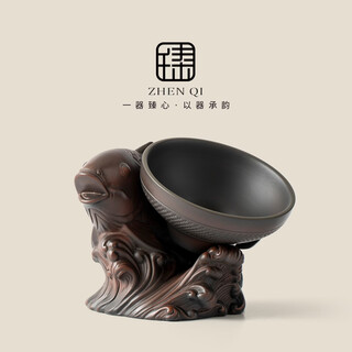 Zhenqi purple pottery tea strainer ceramic relief spray carp tea filter retro tea filter tea ceremony accessories purple pottery | fish every year | filter set simple style