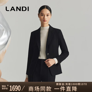 Landi shopping mall same style black classic one button waist suit jacket commuter suit winter new product black m