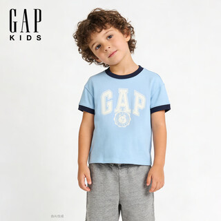 Gap gap boys 2026 spring new pure cotton logo printed short-sleeved t-shirt children's clothing us version 877782 blue 100 /52 (2-3 years old)