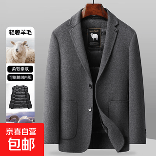 High-end men's wool suit jacket men's autumn 2026 winter thickened business casual suit top gray 3xl 190
