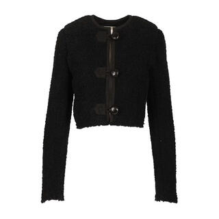 Isabel marant women's jacket warm windproof wool short spring and autumn commuting jacket fashion black one size |36