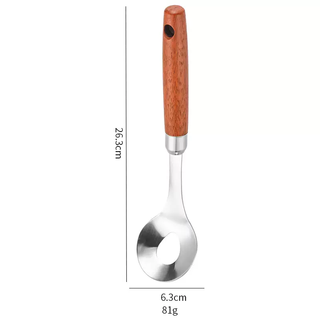 Yusenyi 304 stainless steel potato masher, baby food masher, press artifact, crushing mud spoon, masher (top price sapele wood handle) 304 meatball extruder silver