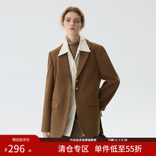 Versilan enmailard brown faux suede suit jacket women's autumn and winter design small suit 14710 brown s