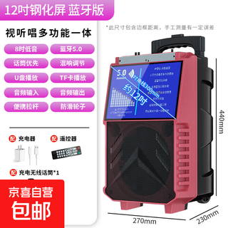 Square dance audio with display screen wireless microphone home bluetooth home ktv singing karaoke karaoke machine touch all-in-one live video outdoor trolley speaker ks20 bluetooth version single microphone