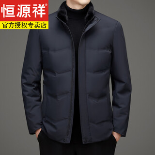 Hengyuanxiang 2026 winter new men's stand collar white goose down down jacket men's short thickened casual winter jacket men's navy xl