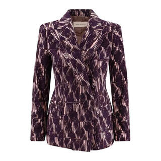 Dries van noten women's jacket warm anti-wrinkle cotton printed commuting business jacket simple purple one size |38