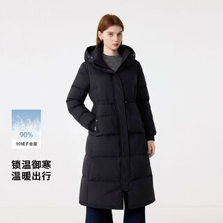 Fiveplus hooded down jacket for women, windproof and warm jacket, warm and cold, versatile mid-length down jacket for women, black 2xl xxl