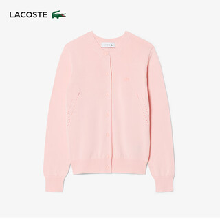 Lacoste french crocodile women's 26 spring new solid color simple round neck knitted cardigan | af5023 ady/light pink xs