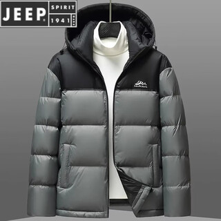 Jeep spirit 203 г мужской пуховик с высокой наполняемостью для экстремальных холодов, зима 2025 года, новая утолщенная короткая куртка для хлеба 24062-серый, новый утиный пух национального стандарта, теплый и морозостойкий m 100-120jin jin равен 0,5 кг