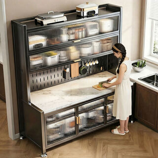 Fantasy kitchen shelf floor-standing sideboard cabinet with integrated storage cabinet against the wall. master comes to install the cabinet. the cabinet is the same depth and extra thick slate. 6 layers of high-grade gray + length 10