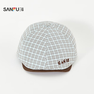 Sanfu (sanfu) small plaid six-piece beret forward hat retro literary and artistic clothing accessories hat 519257 blue one size