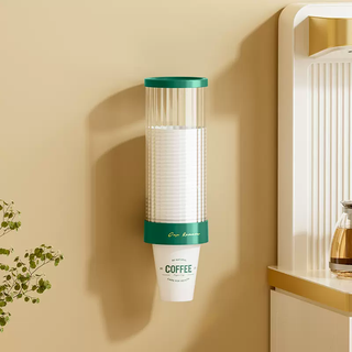 Yusenyi disposable cup holder automatic cup taker household paper cup storage box dustproof storage rack next to the water dispenser short dark green (approximately 36 cups)
