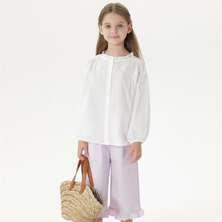 Mark jenny girls lace collar pure cotton long-sleeved shirt versatile small shirt children's shirt spring and autumn 250018 original white 90 cm