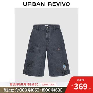 Ur2026 spring new men's fashion design stitching distressed washed casual shorts uuv860032 dark gray blue 30