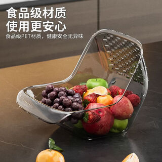 Shantou lincun fruit washing and draining basket transparent multifunctional rice draining basket household fruit and vegetable washing drainage basket living room fruit basket transparent color 1 pack