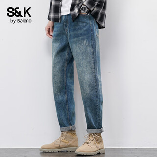 Baleno s&k series american trendy brand retro jeans autumn and winter new casual versatile slim men's trousers