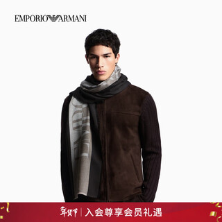 Emporio armani/armani official flagship new year's valentine's day gift new men's contrasting striped jacquard scarf winter m8241-dark gray/beige one size