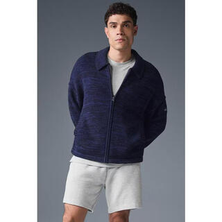 Alo yoga men's knitted jacket is simple and versatile, warm and comfortable for daily wear, portable pockets, simple and versatile, mixed colors navy multi one size fits all | s
