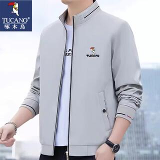 Woodpecker (tucano) jacket men's jacket spring and autumn new stand collar jacket business casual men's versatile outerwear 8237 gray m 90105jin jin equals 0.5 kg