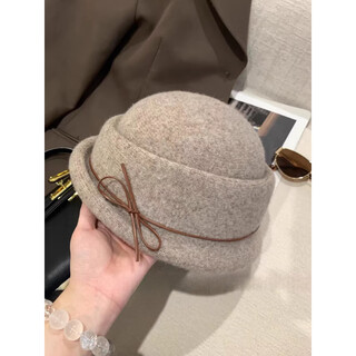 Chuangjingyi selects winter indoor top hat republic of china style elegant khaki curly top hat women's autumn and winter hepburn style oversea thousand gold hat khaki color_model color one size (54cm-59cm)