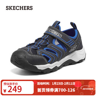 Skechers middle and large children's velcro toe-cap sandals 407030l navy blue/blue/nvbl 27.5