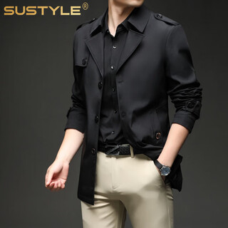Sustyle international luxury brand 2025 spring, autumn and winter new windbreaker young men's solid color lapel jacket spring and autumn black thin section 8xl (wearable 245-265 jin jin is equal to 0.5 kg)