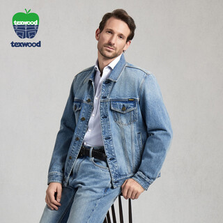 Texas wood apple classic retro 12.8 oz cotton washed four seasons denim jacket light blue xl