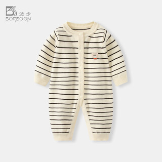 Borboon b baby clothes jumpsuit spring 2026 new baby boy knitted jacket small month old baby spring and autumn crawling clothes striped bear 66cm