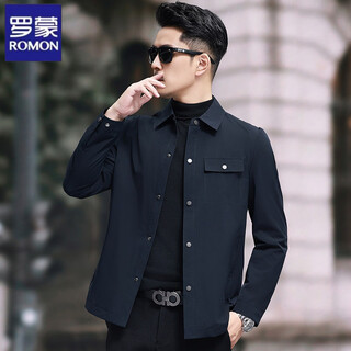 Romon 2026 spring and autumn new style lapel jacket men's high-end business middle-aged dad casual men's tops dark blue xl 1800 recommended 140-156 jin jin equals 0.5 kg