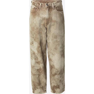 Levi's new men's jeans, wear-resistant and versatile, loose tie-dyed street wide-leg pants, trendy american american retro men's pants, beige / dark beige, one size fits all | 30 x 32
