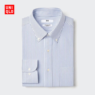 Uniqlo men's high-performance slim-fit wrinkle-resistant striped knitted shirt 26 spring and summer new style 482405 478065 478065/66 blue l