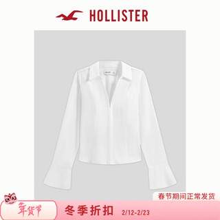 Hollister25 autumn and winter y2k waist belted poplin bell sleeve shirt women's 340-5490 white xs (160/80a)