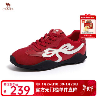 Camel (camel) women's shoes 2026 spring new fashion trend increasing versatile moral training shoes light casual sneakers women new year gift l26s202130 red/white 35
