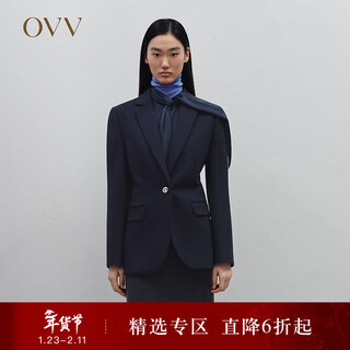 Ovv autumn and winter hot sale women's crisp one-button flat lapel casual commuting single-piece suit jacket navy (solid color) b1 m