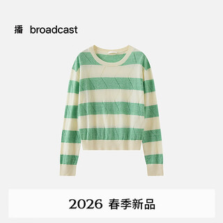 Broadcast mall same style round neck loose striped casual wool sweater for women 26 spring new style bdt1sd1008 l52 bilang strip xs