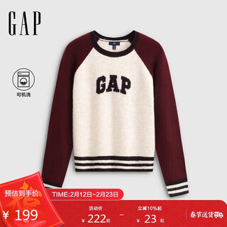 Gap women's 2025 autumn new logo contrast raglan sleeve loose woolen top sweater 793651