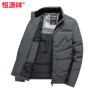 Hengyuanxiang stand collar down jacket men's 2026 winter middle-aged dad duck down warm business casual duck down jacket gray 2xl