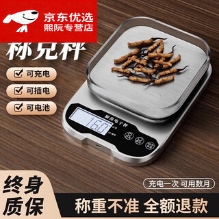 He jiagong german special electronic scale small gram medicine pharmacy gram scale kitchen weighing equipment scale pharmacy stainless steel rechargeable model (5kg 0.1g