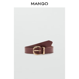 Mango women's belt 2026 spring new brown simple versatile oval metal buckle belt brown 85cm