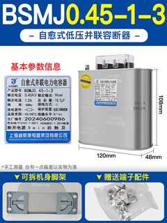 Shanghai compensation parallel power capacitor bsmj0.45-20-3 30-3 40 50 15kvar sh bsmj0.45-1-3